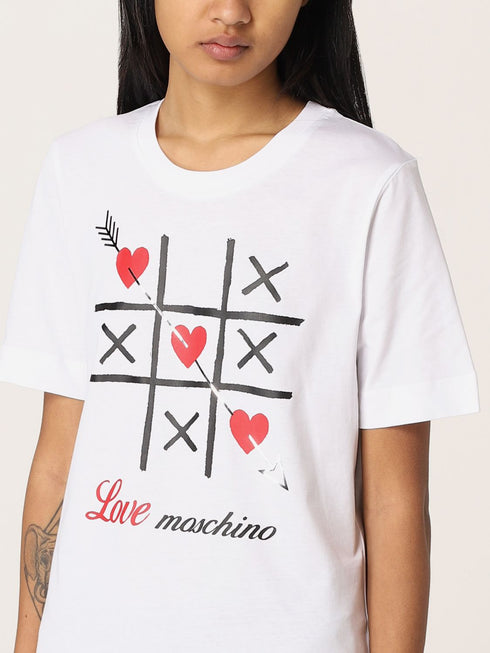T-shirt Donna con stampa tris Bianco LOVE MOSCHINO- Francavilla Moda